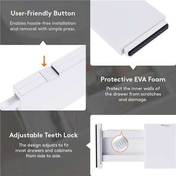 Lifewit 8 Pack Adjustable Drawer Dividers Organizer for Clothes Kitchen Bath - Picture 6 of 7